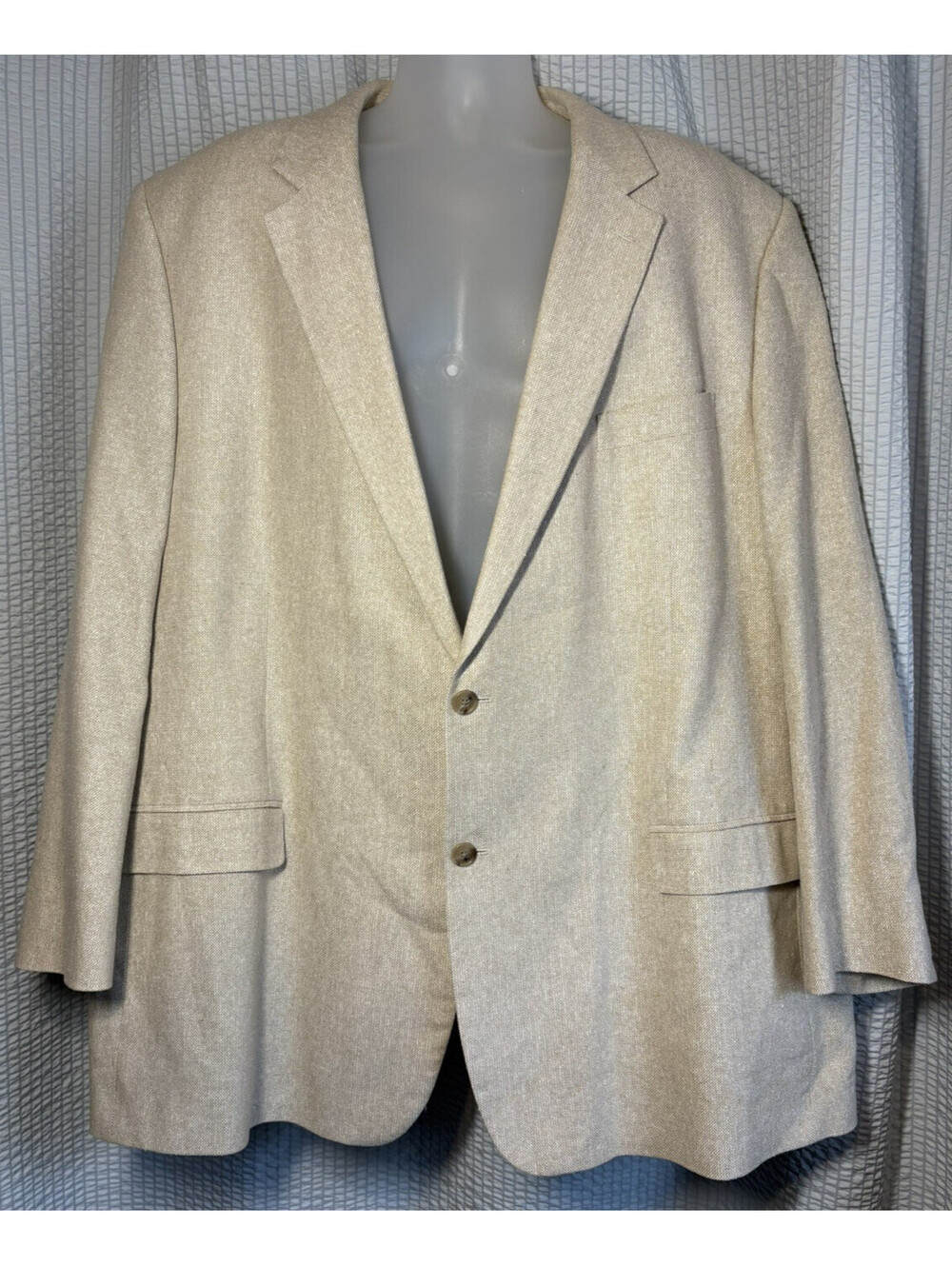 Versini 100% Silk Wheat Color Satin Lined Sport Coat Blazer Men 52 Long Luxury